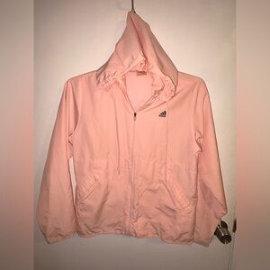 Adidas Pink Hooded Lightweight women’s windbreaker type jacket.-M
